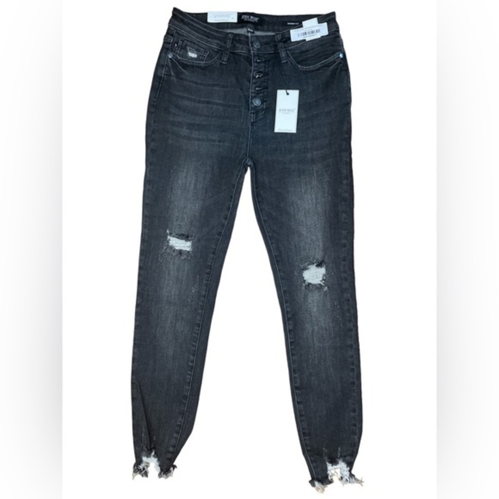 Judy Blue 5 Button Distressed Skinny Black Jeans Size 7|28 Women’s New With Tags